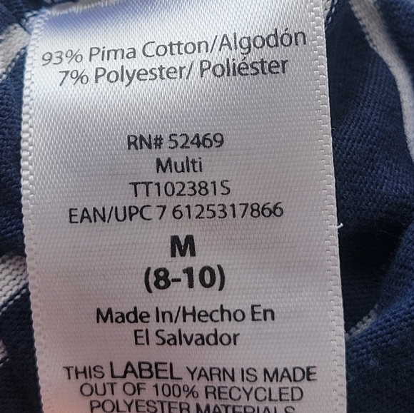 Time and Tru blue & white cotton blend wide neck top Medium - Picture 8 of 8